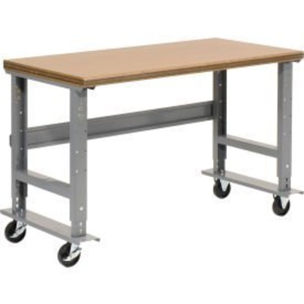 Global Equipment 60x30 Mobile Adj. Height C-Channel Leg Workbench - Shop Top Safety Edge 183984A